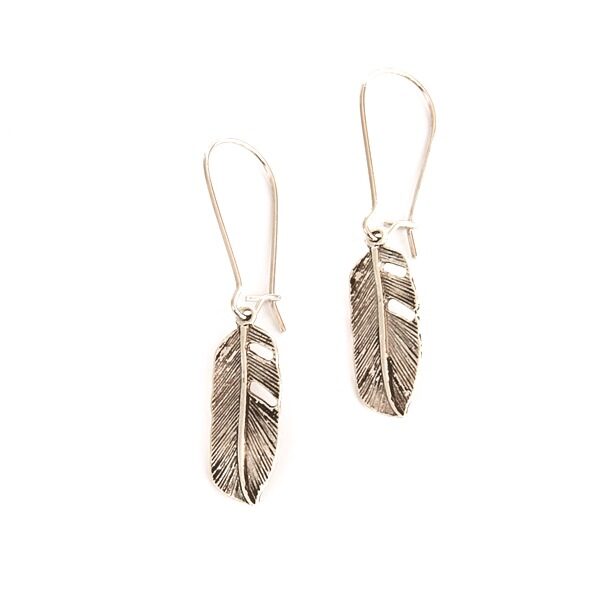 Easy to wear feather earrings in silver, from Nest of Pambula.
