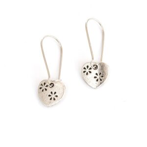 Easy to wear heart earrings in silver, from Nest of Pambula.