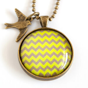 Yellow Chevron Pendant with Swallow Charm from Nest of Pambula