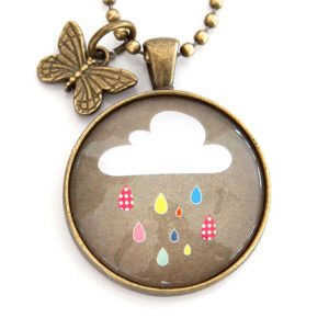 Cloud Pendant with Butterfly Charm in Antique Bronze from Nest of Pambula